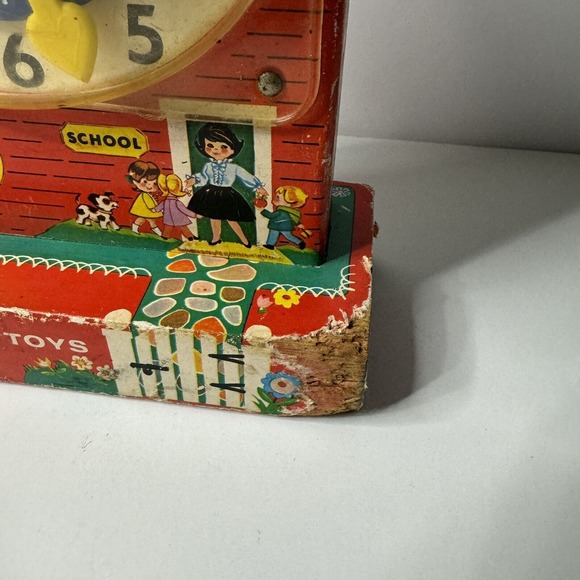 Vintage 1962-1968 Fisher Price Music Box Teaching Clock Wind Up Works - Picture 2 of 7